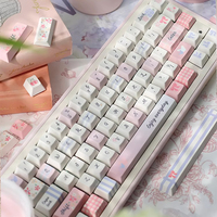 BeeFun Grid Garden Mechanical Keyboard PBT Keycaps MOA Cherry High 152 Key Caps Pink Kawaii For Weikav Record Alice Wob Crush80