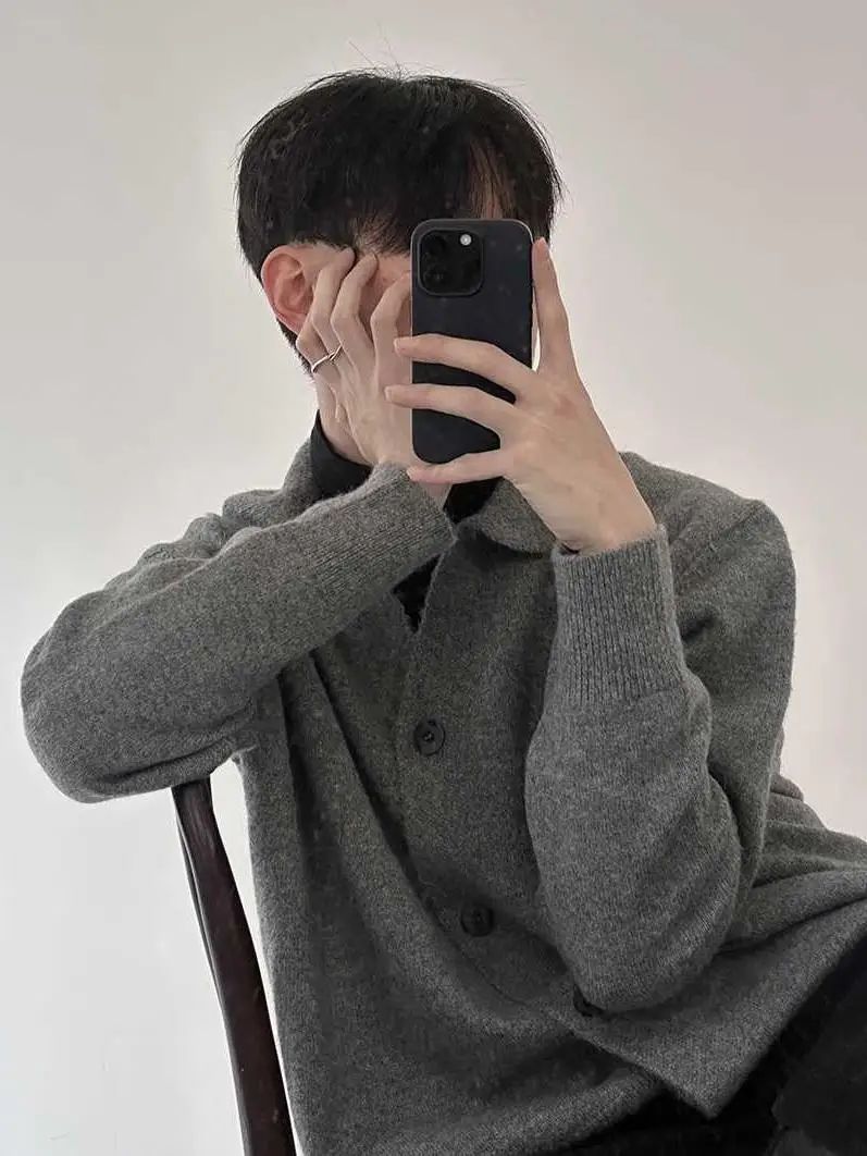 Retro American Sle Knitted Cardigan Sweater Fluffy Warm Practical Faionable Winter Youth Straight Tube Long Sve Crew Ne