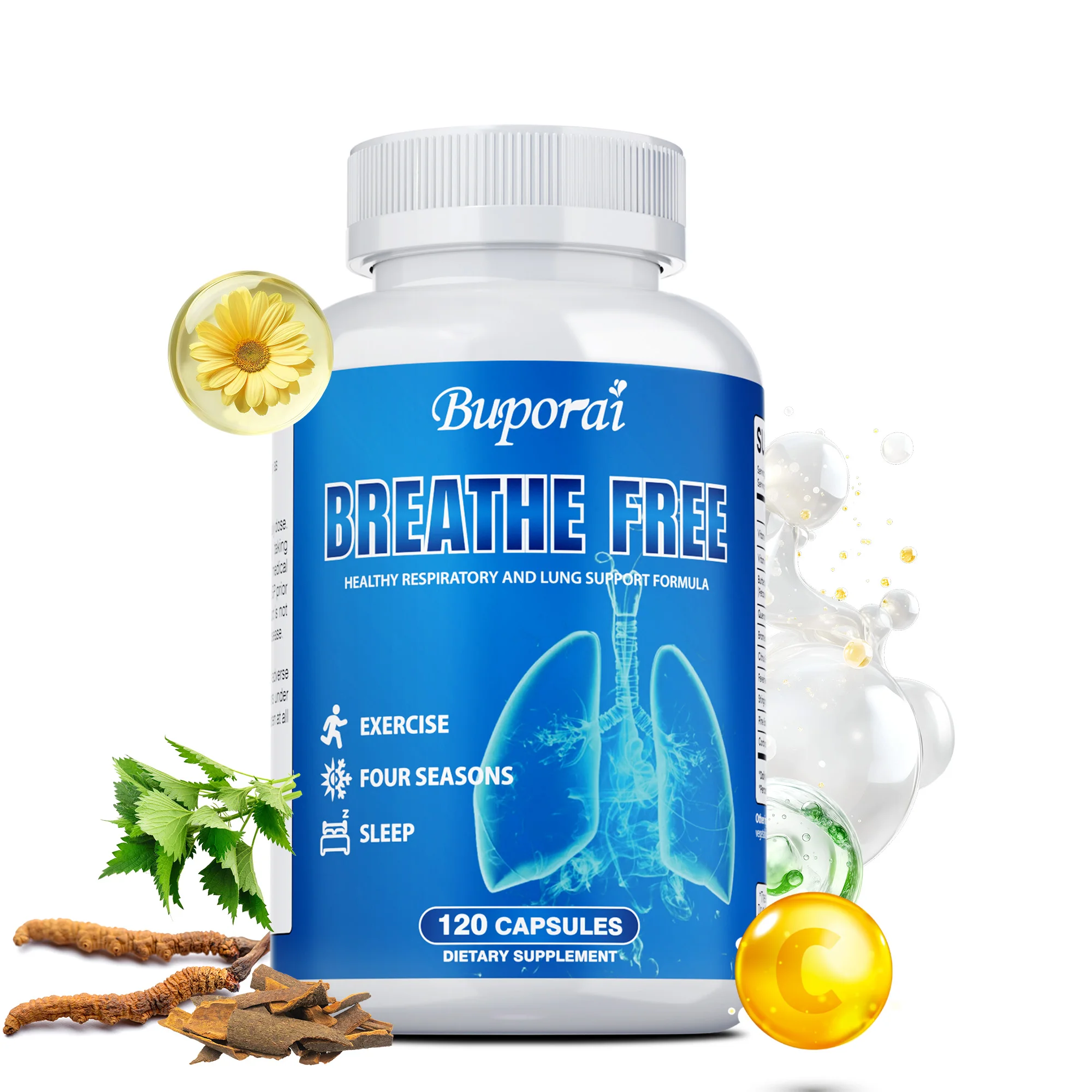 

Breathe Free Support - Helps Maintain Lung Function & Respiratory Health, Improves Hypoxia, Enhances Respiratory Endurance