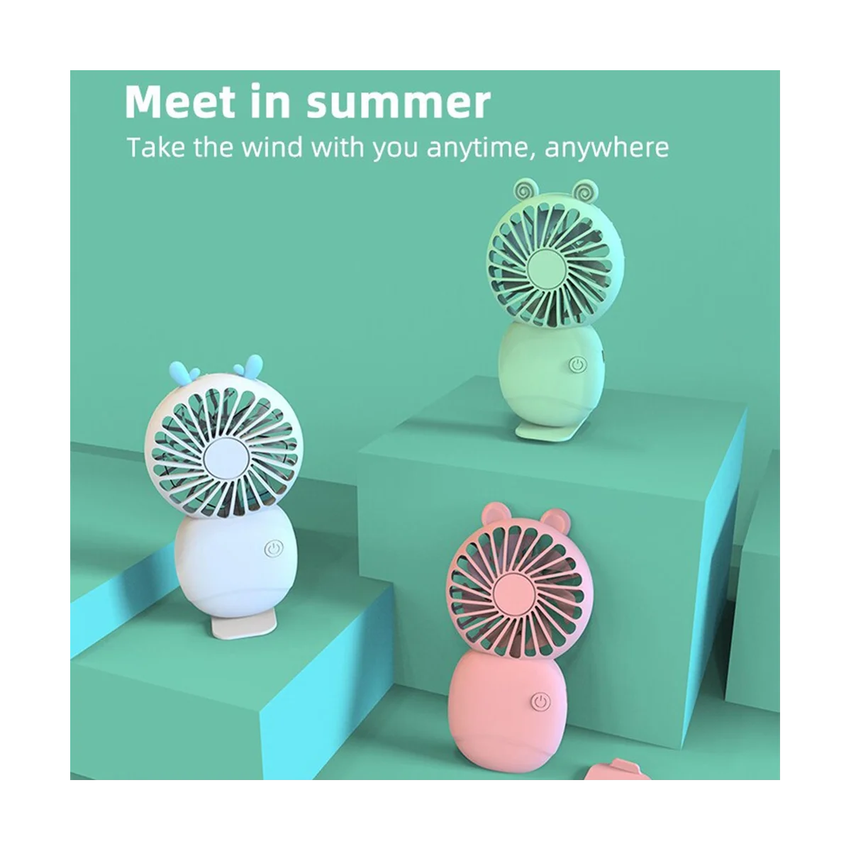 Letni przenośny mini wentylator Mały wentylator kieszonkowy Wentylator ręczny Wentylator do zewnętrznego mini wentylatora elektrycznego, różowy
