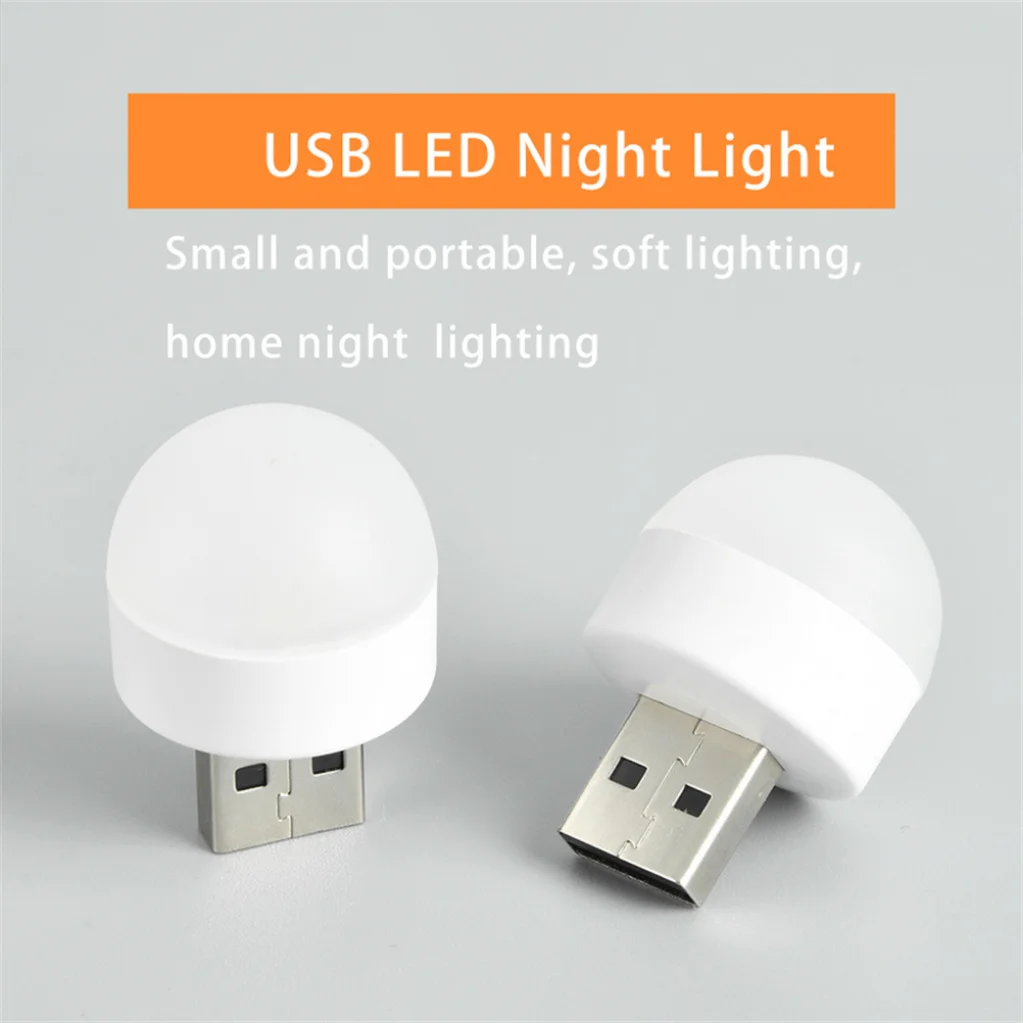 2 PCS Mini USB Plug Lamp 5V Super Bright Eye Protection USB Round LED Night Light Book Light Computer Mobile Power Charging