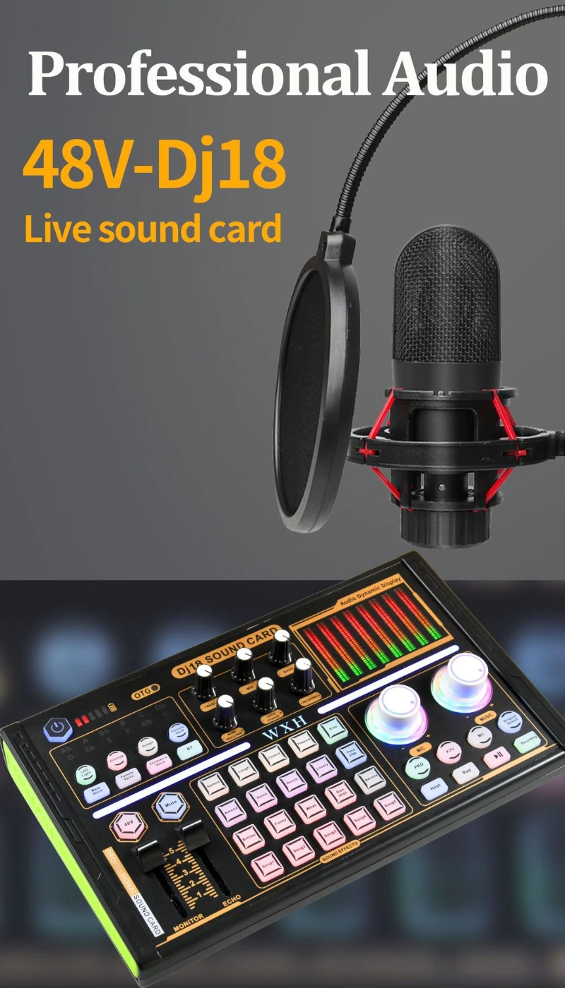 Hot Condenser Microphone BM 800 Wireless DJ18 Sound Card for