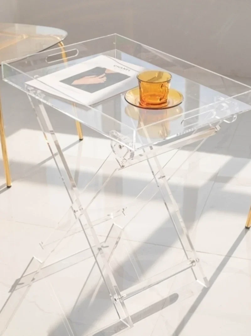 Transparent acrylic coffee table bay window table, about creative folding portable rainbow table