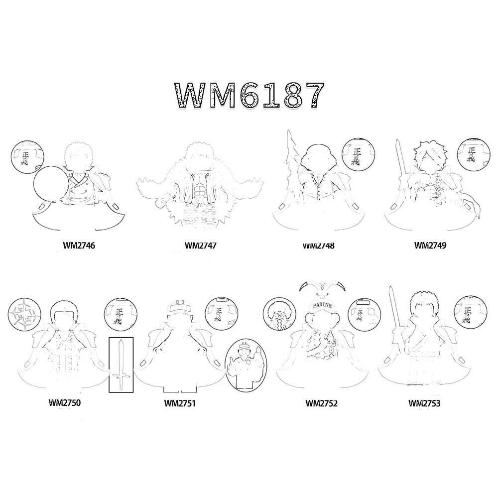 WM6187 WM6188 WM6189 WM6190 Cartoon Series Characters Building Blocks Anime Action Figure Accessories Model Bricks Toys For Kids