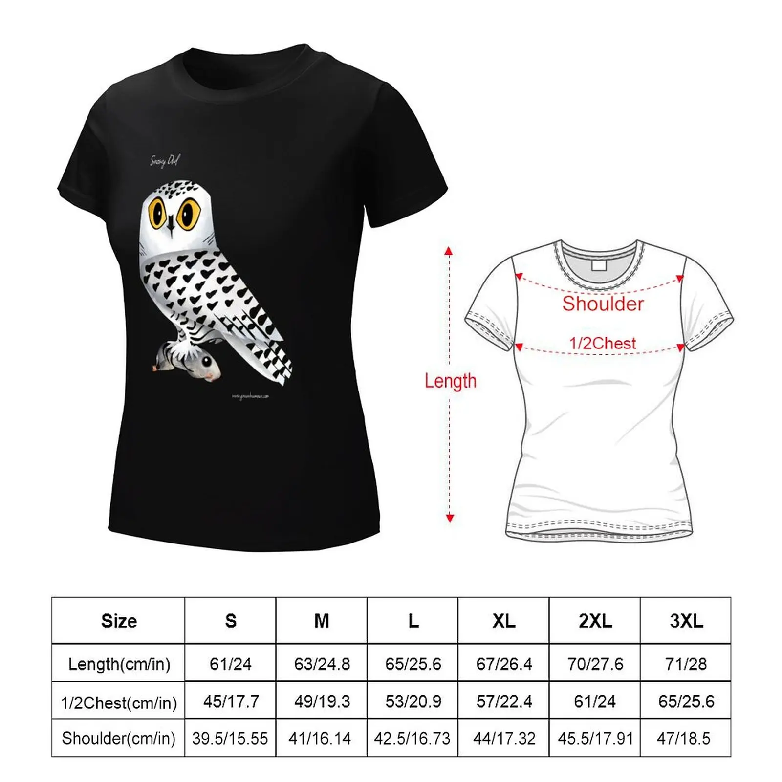 Snowy Owl with Lemming T-Shirt tops tees Aesthetic clothing cute tops woman t shirt