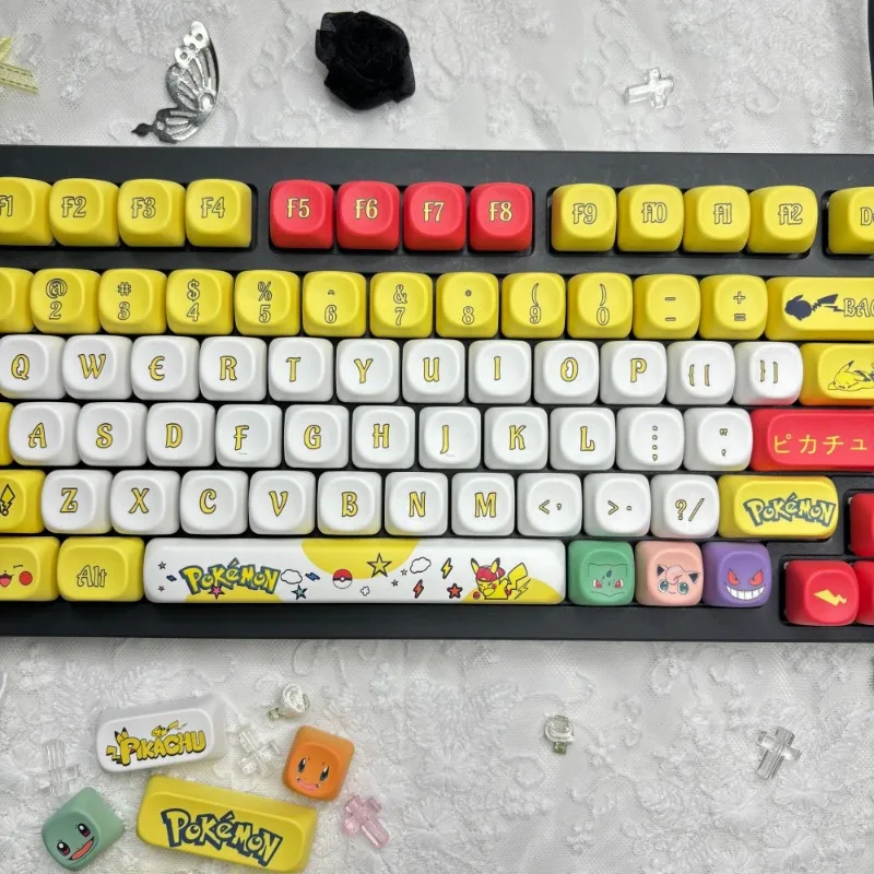 131 Keys/Set Anime Pokemon Keycaps MOA Height Sublimation Five Sided PBT Mechanical Keyboard Customize DIY Cute Festival Gifts view 4