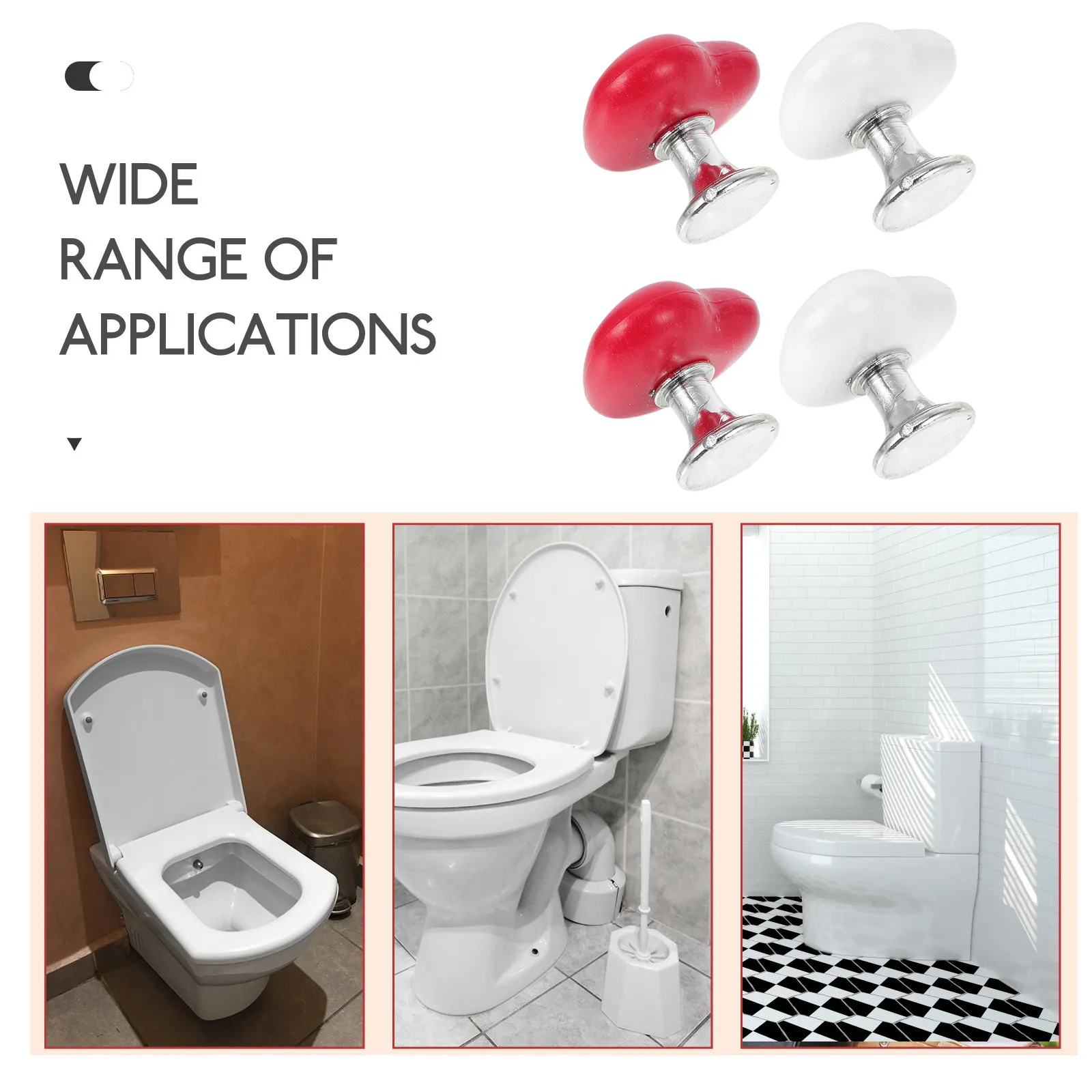 20Pcs Heart Shaped Toilet Tank Button Pusher Flush Assistant Tool Compatible with Most Toilets Easy Install Noiseless Night Use