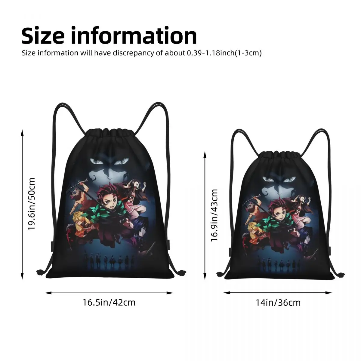 Anime Demon Slayer Kamado Tanjirou Backpacks Multi-function Drawstring Bundle Pocket Sports Bag Book Bags For Travel School