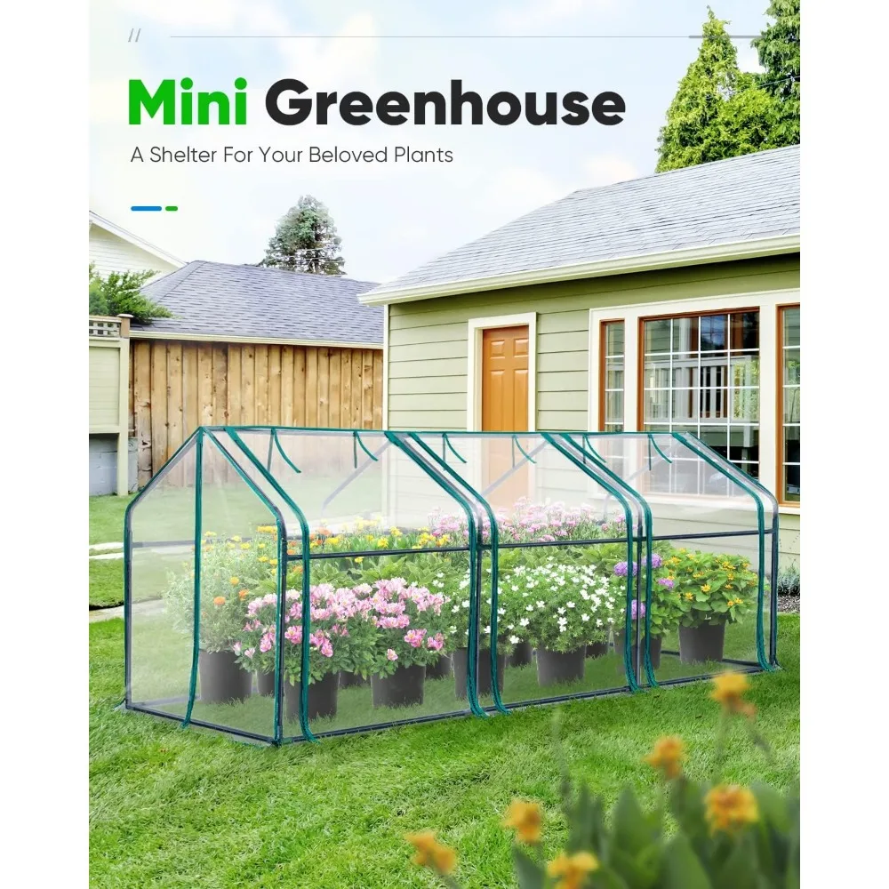 Portable Mini Cloche Greenhouse w/ Elevated Bottom, High Light Transmission Waterproof UV-Resistant Hot House for Indoor Outdoor