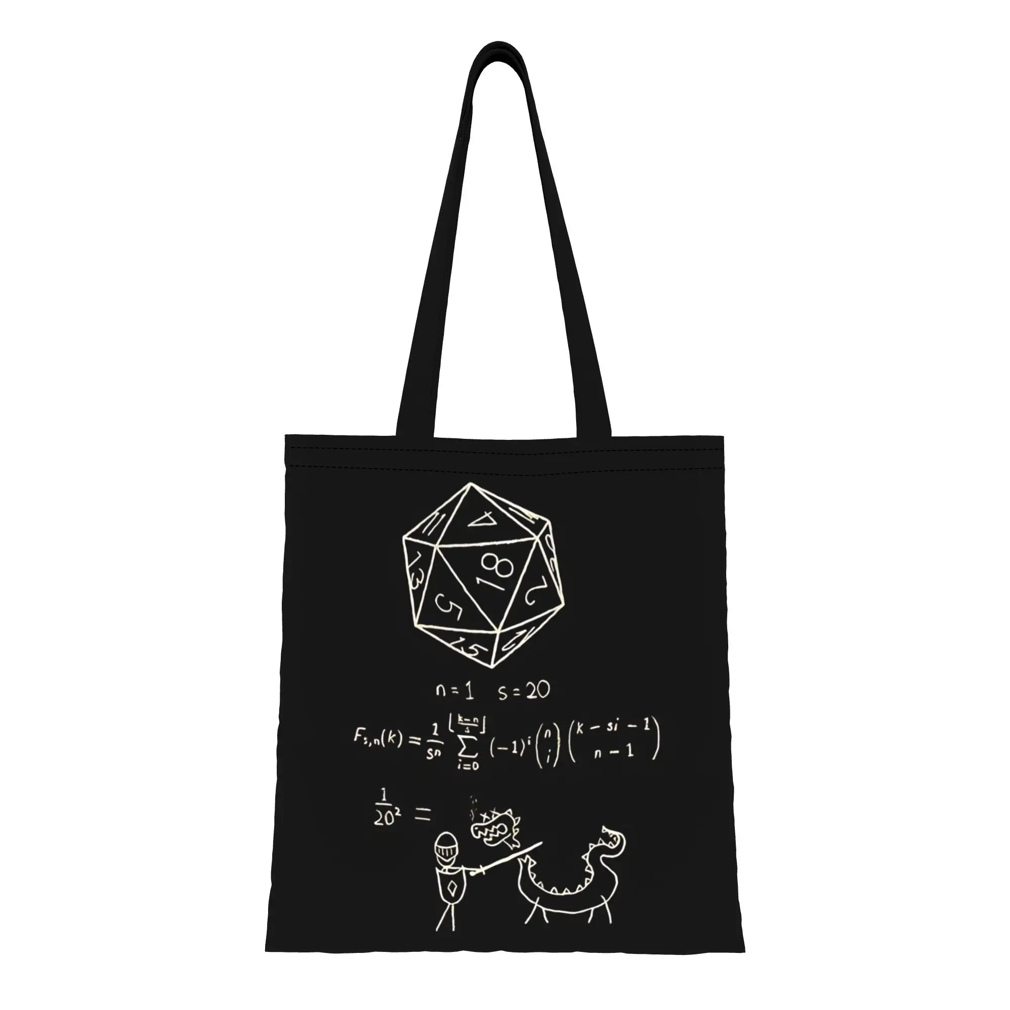 DND Geometric Line Art Canvas Woman Tote Bag for Shopping Travel Outdoor Heavy Duty Shoulder Handbag