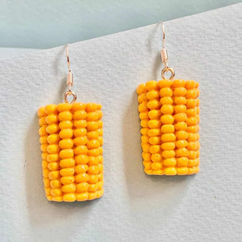 corn on the cob, sweet corn earrings, quirky, funky, british earrings, veggie food earrings earrings for women Y2K