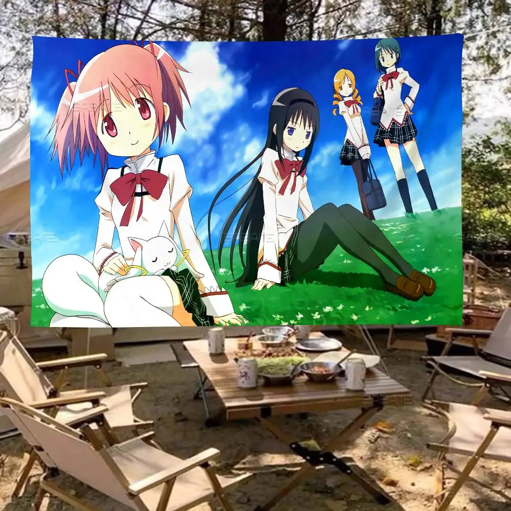 Anime Puella Magi Madoka Magica Creative Pattern Hanging Flag Polyester Printed Banner Hand Pulled Flag