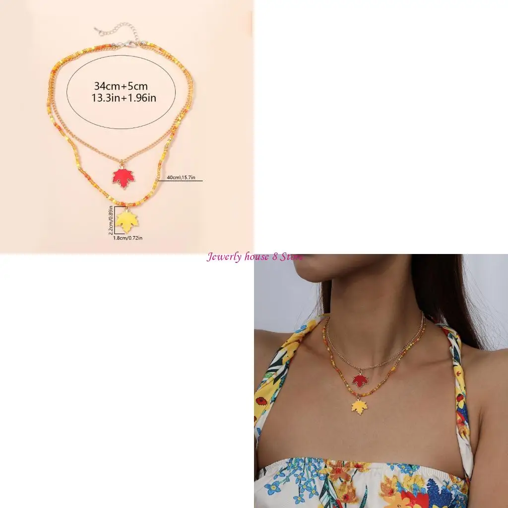 Elegant Maple Pendant Necklace Portable Accessory for Fall Celebrations