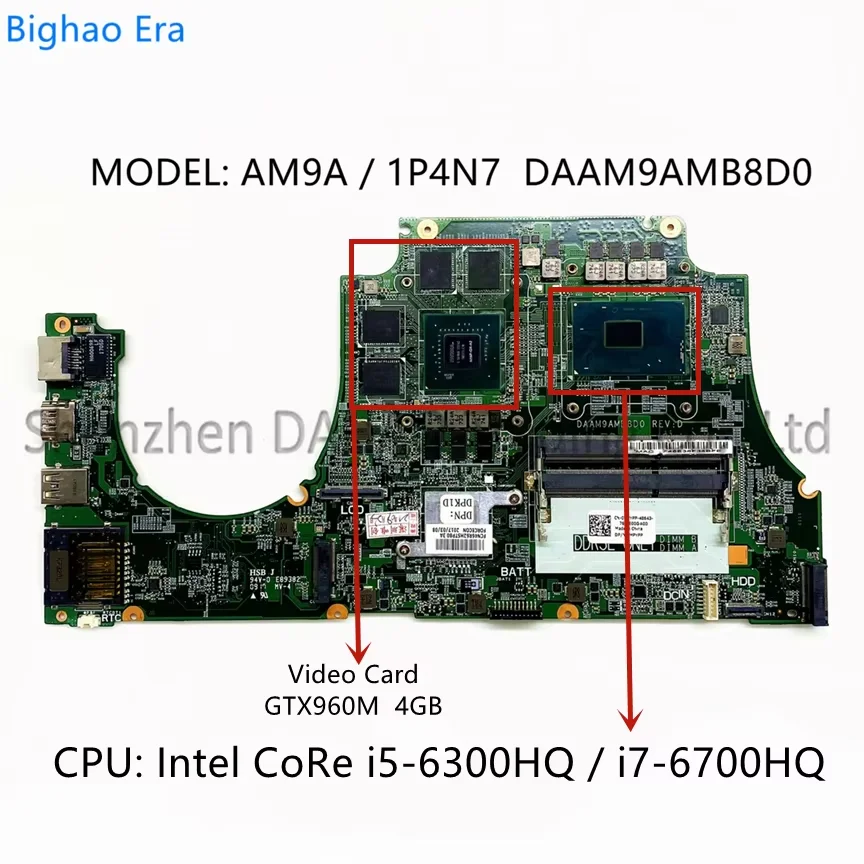 Para Dell Inspiron 15 7559 placa base de computadora portátil DAAM9AMB8D0 con i5-6300HQ i7-6700HQ CPU GTX960M 4GB-GPU CN-0MPYPP 0NXYWD 100% trabajo