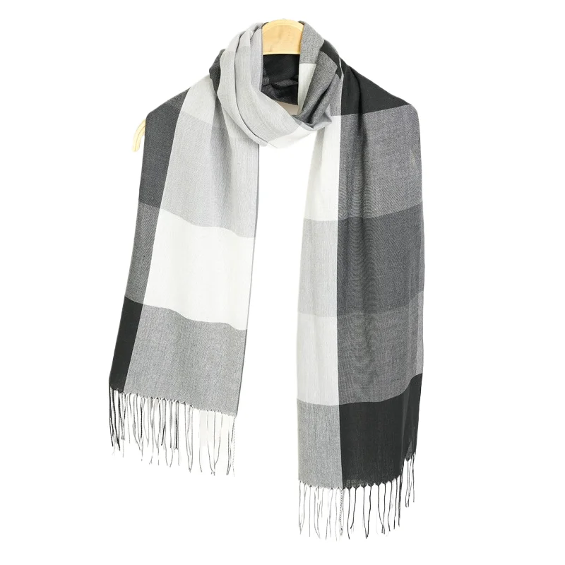 

Fashion Trend Plaid Tassels Men's Scarf Winter Cashmere Commuting Cold Scarves Shawl Clothing Accessories