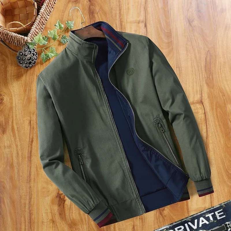

Cotton Wholesale Men's Windbreaker Double Sided Wear Jacket for Men Baseball Bomber Business Jacket Military Autumn Outdoor Coat