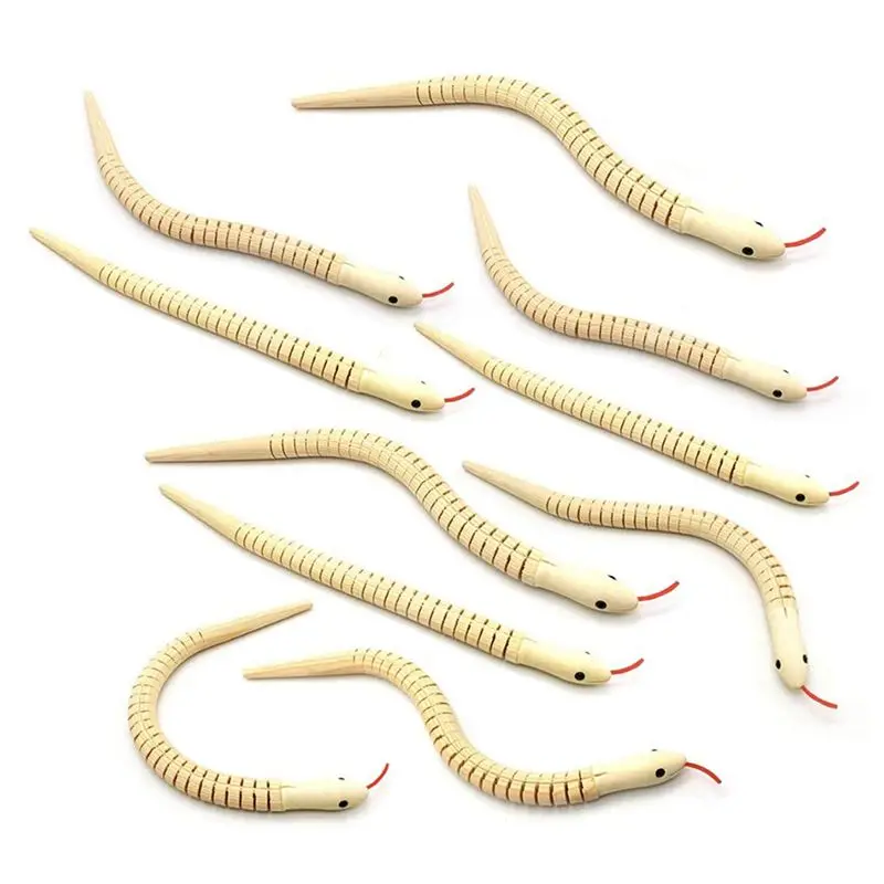 

AA05 40Pcs 12 Inch Unfinished Wooden Wiggly Snakes Jointed Flexible Wooden Snake Blank Animal Model Crafts For Arts