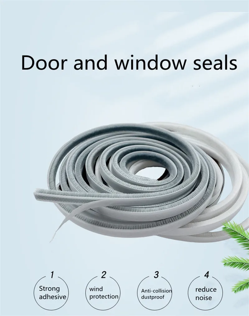 3meter/5Meter Pinsel Streifen Selbstklebende Tür Fenster Abdichtung Streifen Hause Tür Fenster Sound Isolierung Wind-beweis Streifen Dichtung – Detail 7