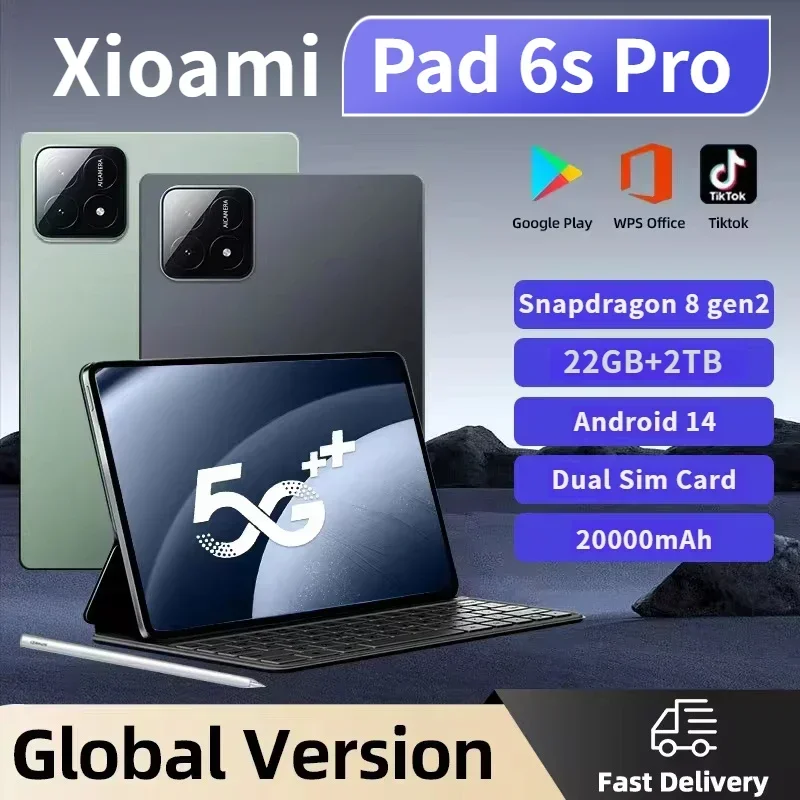 

Tablet Original Pad 6S Pro versión Global, Android 14, Snapdragon 8 Gen2, 22GB, 2TB, GPS, 5G, WiFi,GPS SIM, Dual HD, 4K, PC