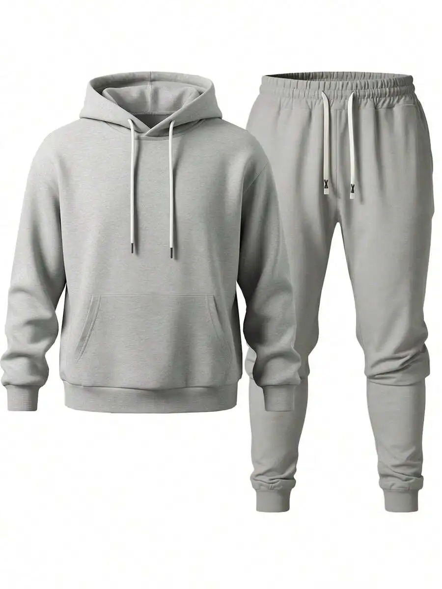 

Mens Hoodie And Jogger Pants Two-Piece Set Casual Pullover Outfit For Outdoor Travel