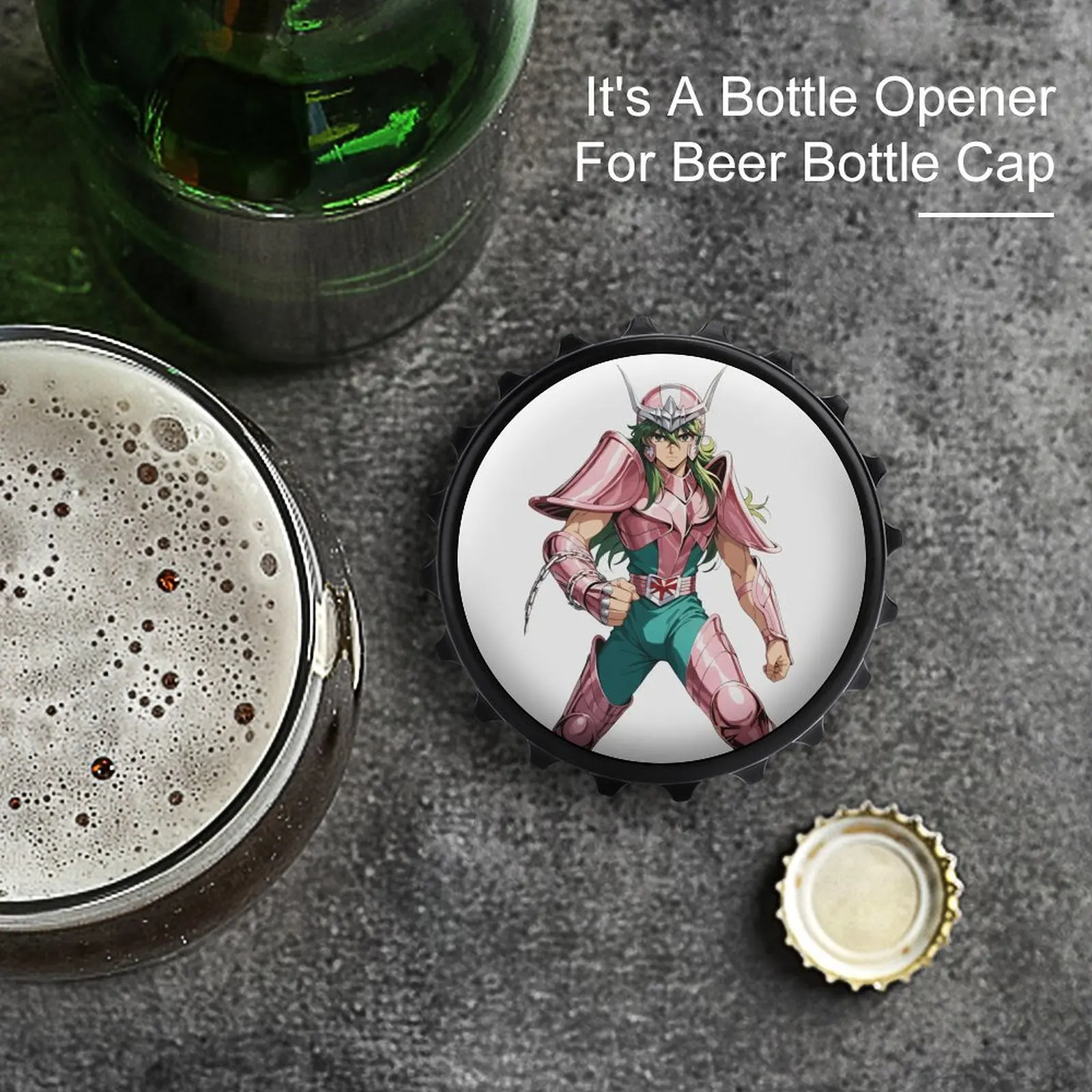 Magnes na lodówkę otwieracz do butelek magnetyczny stop Saint Seiya Rycerze Zodiaku Andromeda Shun