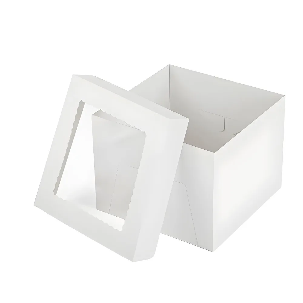 10pcs Kitchen Accessory Square Disposable Cake Packaging Box White with Window Pastry Box DIY Cake Container Party