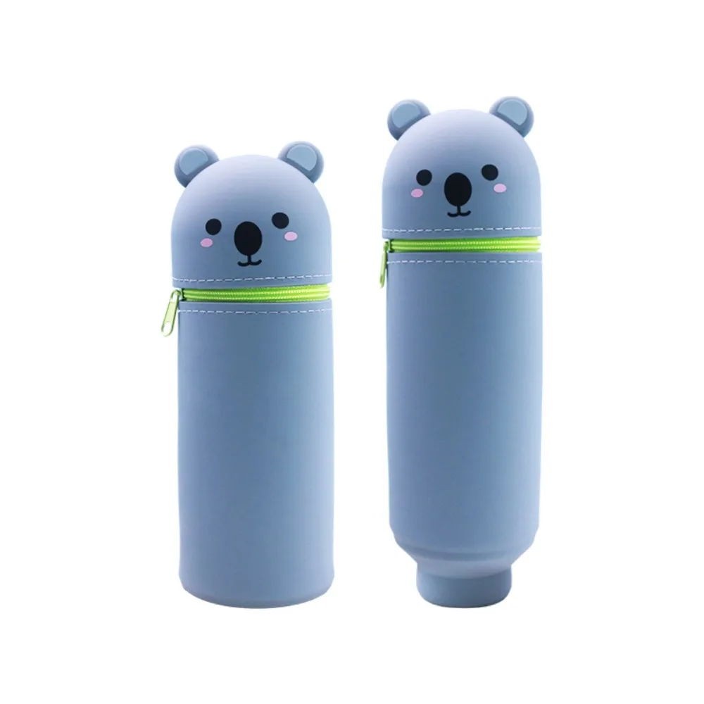 

1pc Cute Foldable Pencil Case Silicone Animal Shape Stationery Organizer Broken-resistant Rabbit Shark Pen Box for Students