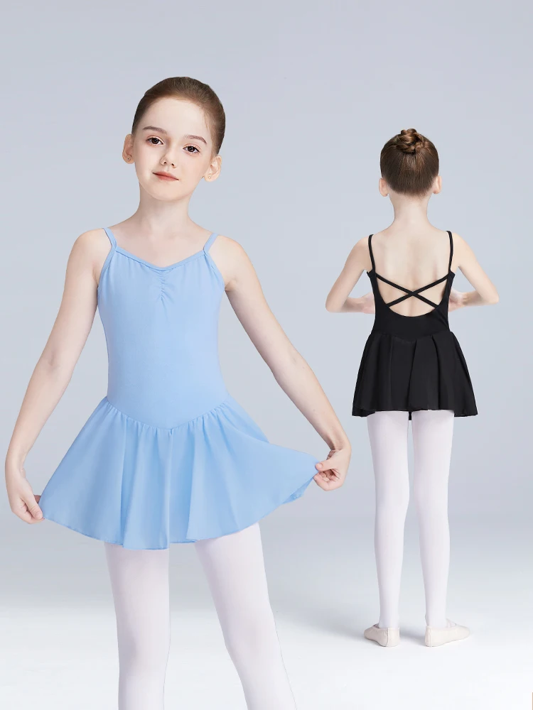 Girls Ballet Dress Dance Leotard Dress Toddlers Kids Gymnastics Leotard With Lining Cotton Closed Crotch Camisole Dress Leotards