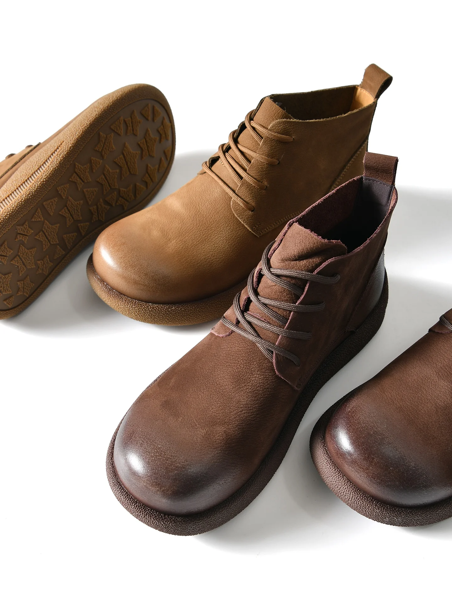 

British Style Water Washed Leather Anti-Slip Wear-Resistant Men's Casual Outdoor Lace-Up Boots Autumn Winter