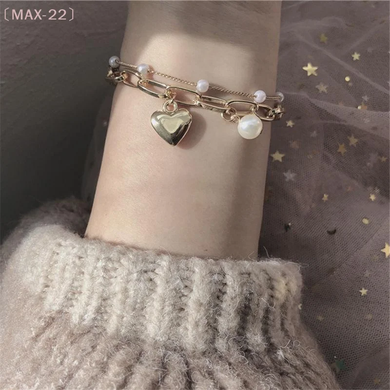 〔MAX-22〕Vintage Pearl Love Beaded Bracelet Women Elegant Gift For Daughter Ladies Exquisite Jewelry