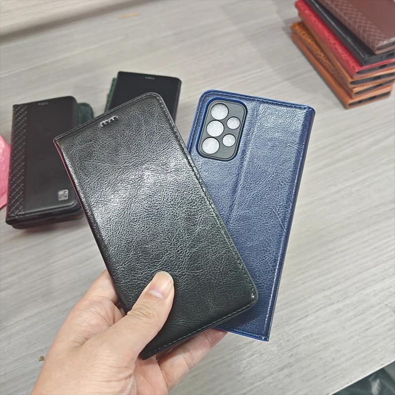

Для Samsung Galaxy A12 A22 A32 A42 52 A72 A12 A23 A33 4G 5G Crazy Horse Pattern из натуральной кожи, раскладной чехол для телефона из воловьей кожи