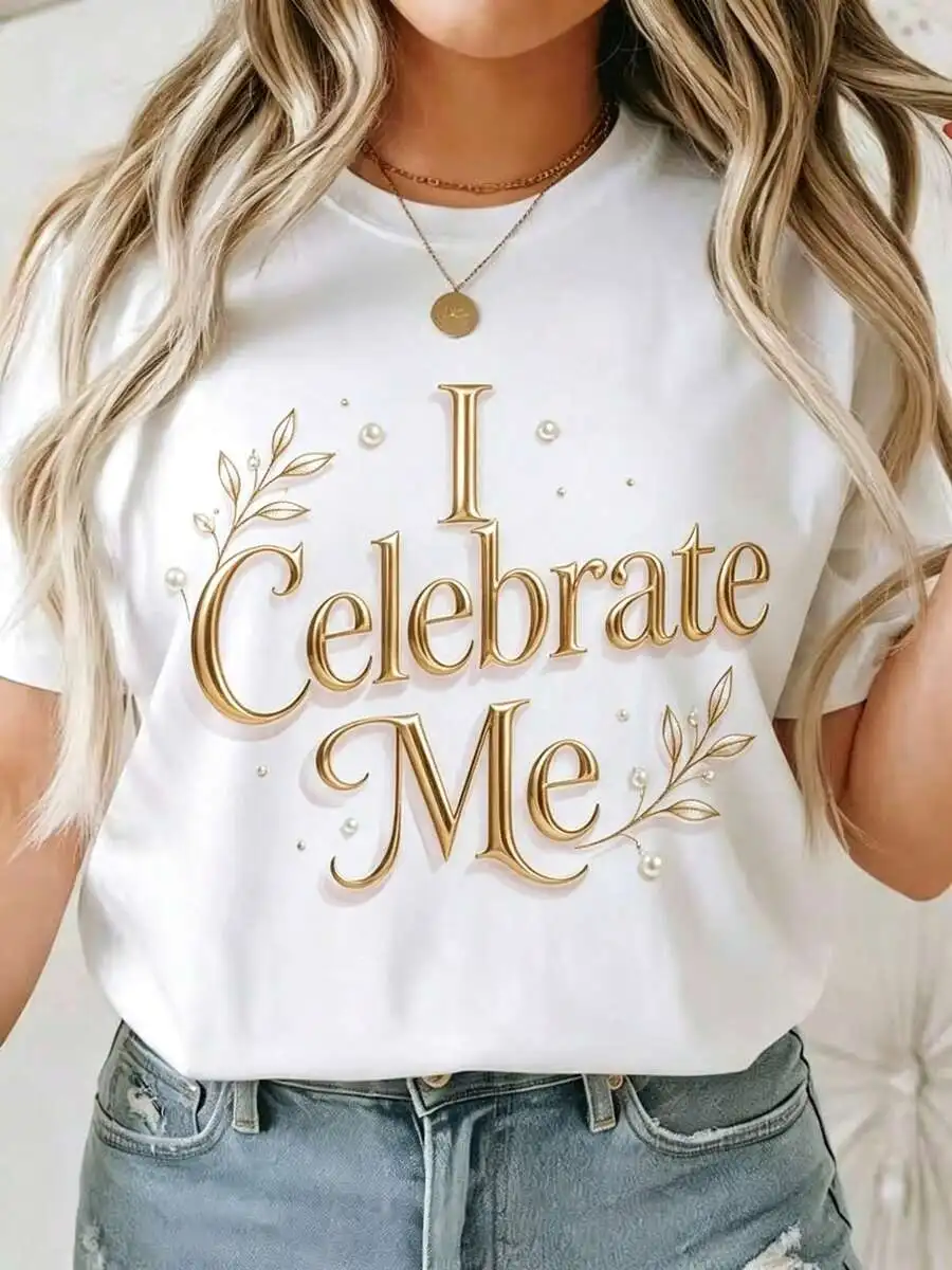 Women Short Sleeve Crewneck Graphic T Shirt Self Celebration Casual Spring Summer Daily Wear Trendy Outfit Top