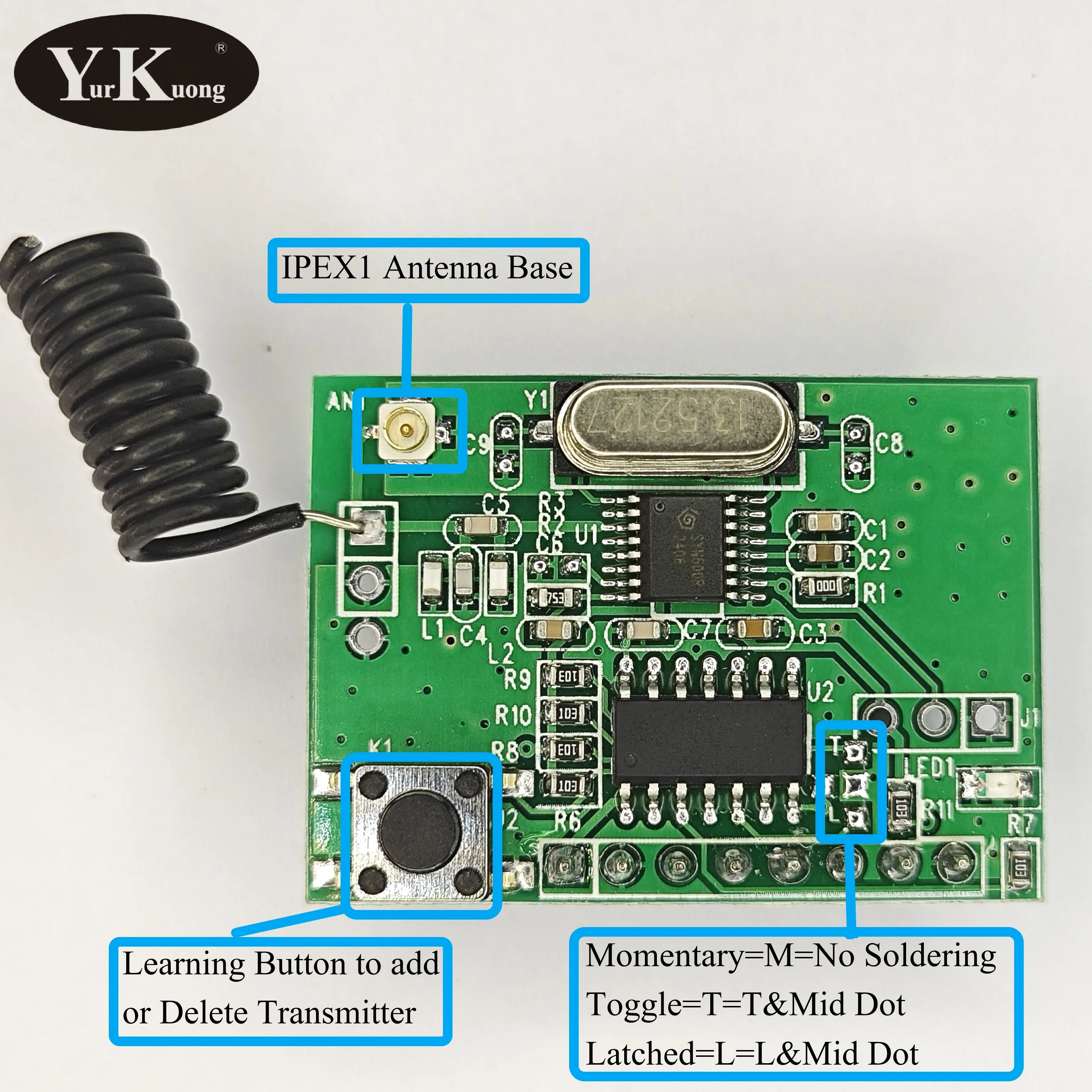 HCS301Rolling Code Module RF Remote Control Wirelss Relay Circuit Driver 433 IPEX1 Base Upgrade Long Range Anti-interference