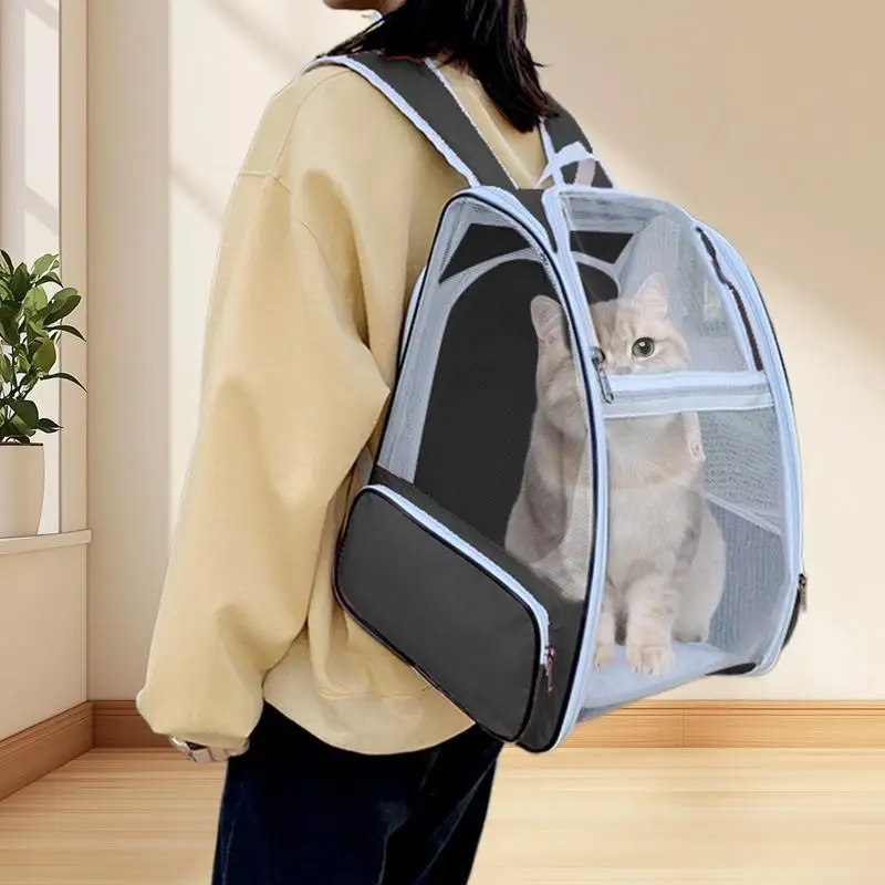 Pet Backpack Carrier Breathable Mesh Cat Backpack Ventilated Design Outing Backpack Portable Puppy Carrying Backpack Bag For