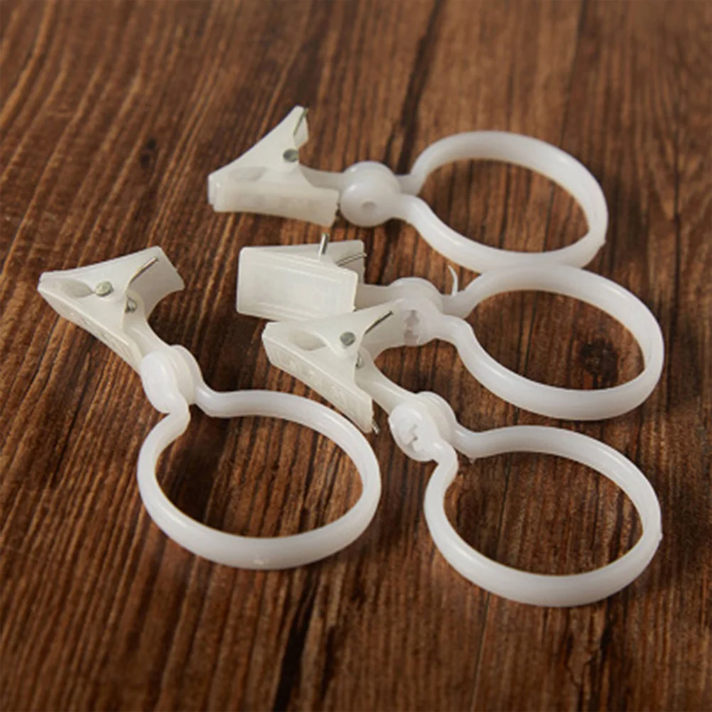 

20pcs 12X6Cm Bath Curtain Clips Plastic Round Rings For Shower Privacy Curtain Clasp Hanger Hooks Home Decor