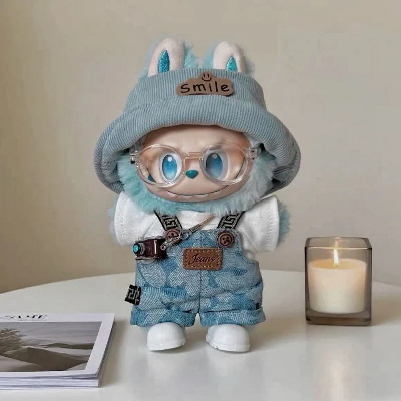 라부부 인형용 옷 17cm 패브릭 패턴 파티 트렌디 플레이 오버롤 유니버설 세트 행운의 의상 교체 귀여운 패션 모자