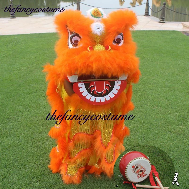 14 Zoll Royal Lion Dance Requisiten Maskottchen Kostüm 5-12 Jahre eine Trommel chinesische traditionelle Kultur Party Karneval Festival