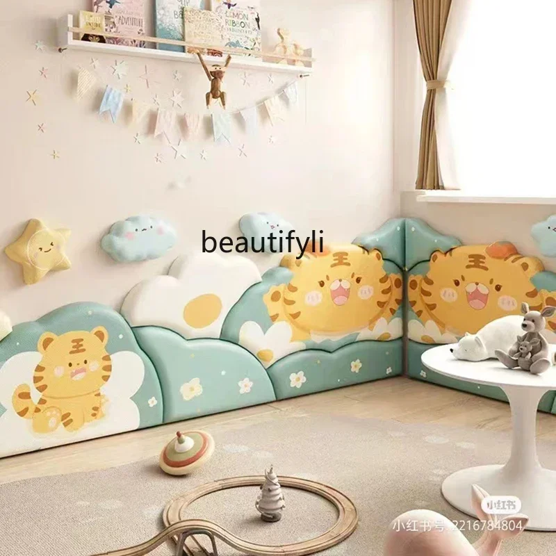 Kindergarten background wall soft package sticker self-adhesive anti-collision wall sticker cartoon wall decoration