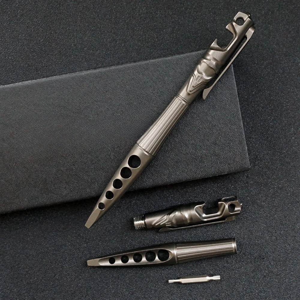 Titanium Tactical Pen Shaped Crowbar Multifunctional Screw Wrench Camping Bottle Opener Defense Pen
