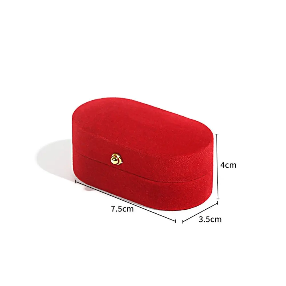 High Quality Oval Velvet Jewelry Case Couple Ring Earrings Holder Storage Box Finger Ring Boxes Engagement