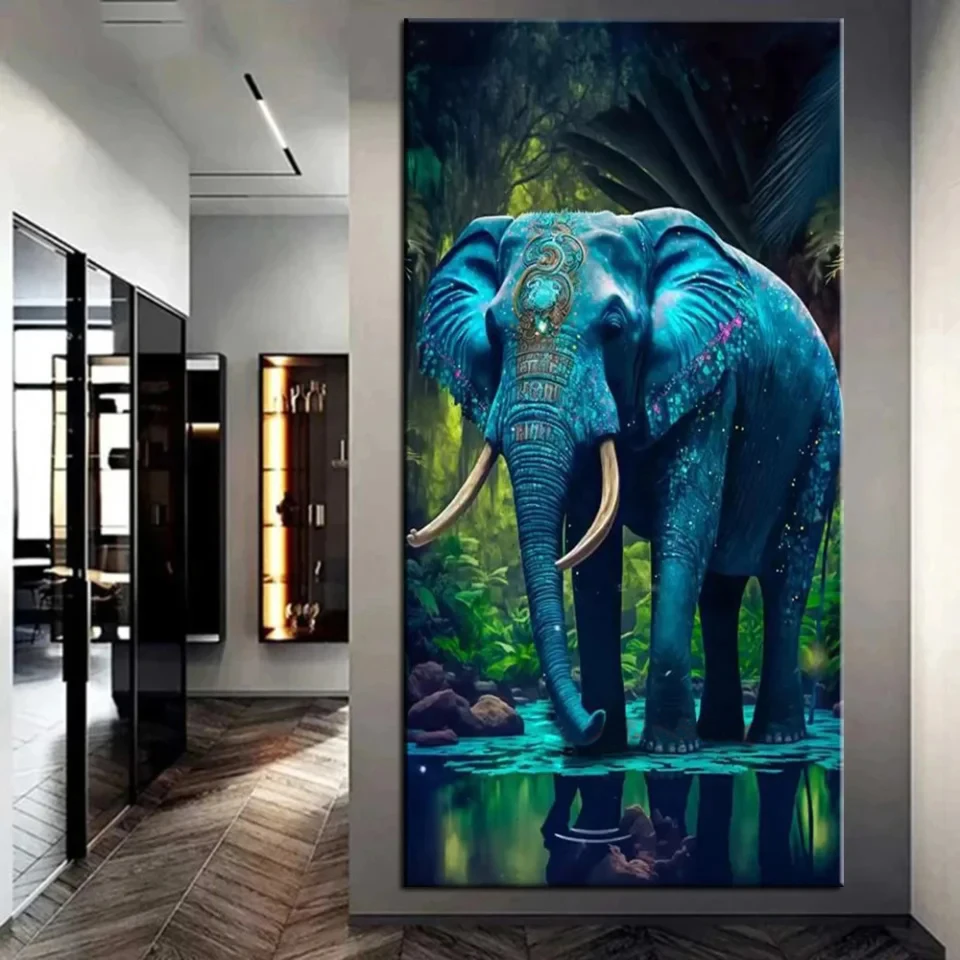 5D Diamond Painting Large Size Giant Elephant Waterfall Landscape Diy Full Mosaic Diamond Embroidery Picture New Collection