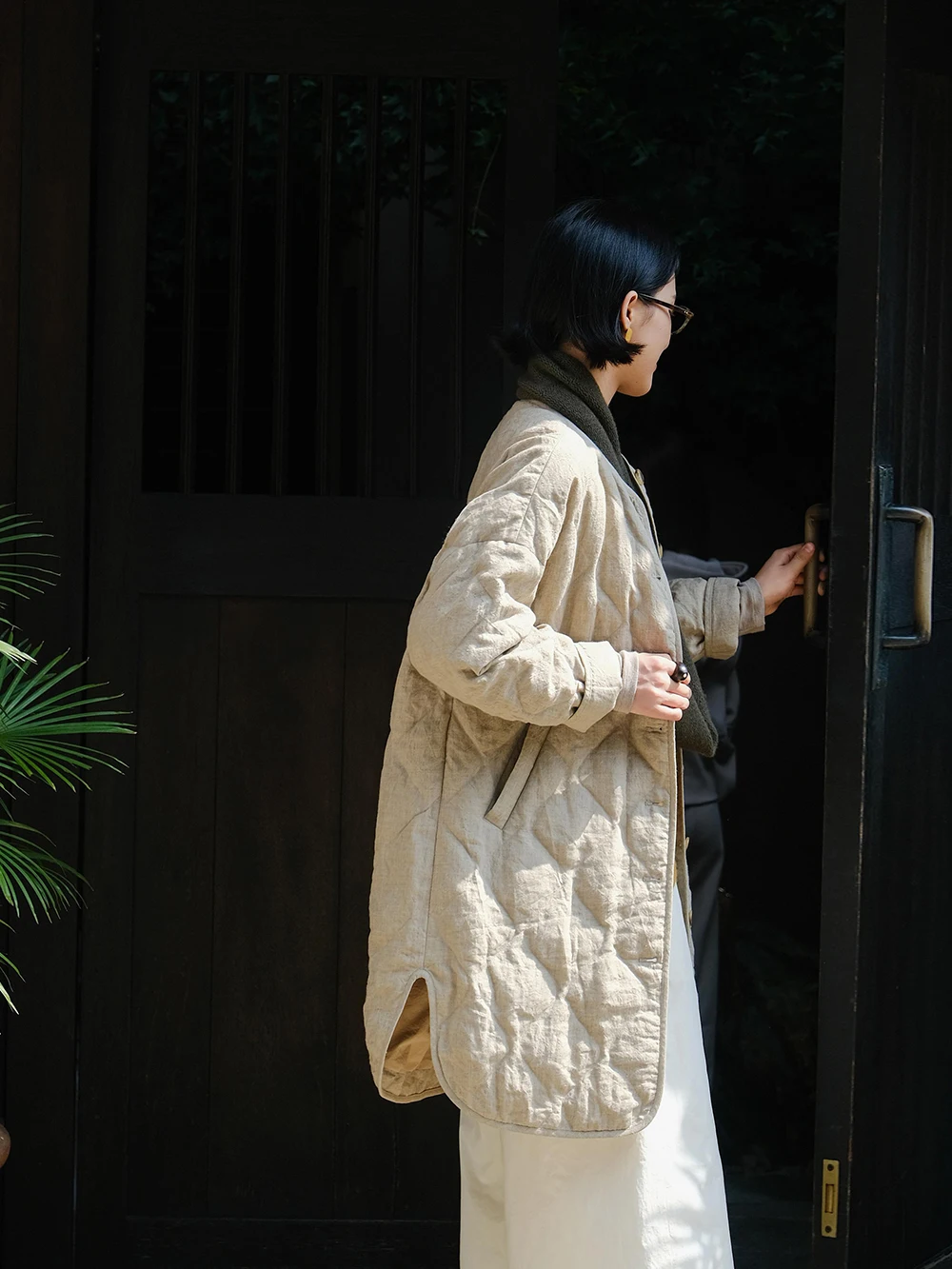 

Mallin Winter New Arrival Thin Cotton Du down Jaet Color Woven Linen Material Medium Length Peach Collar Artistic Vintage...