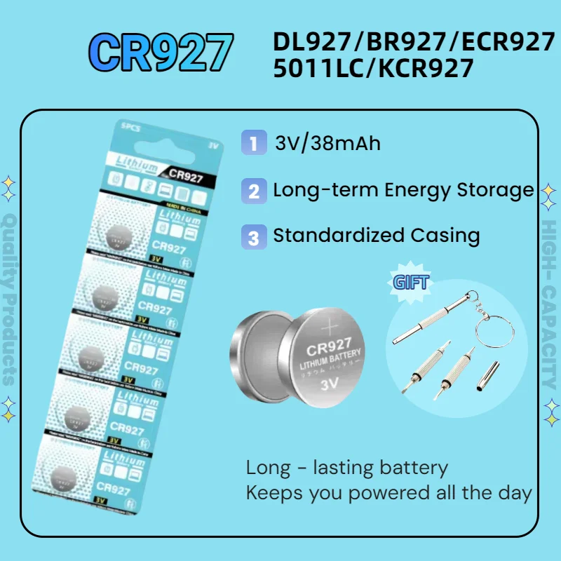 

High-Capacity 5-100PCS 3V CR927 DL927 BR927 BR927-1W CR927-1W Lithium Batteries For Remote Control Laser Light Clock Watch Toy