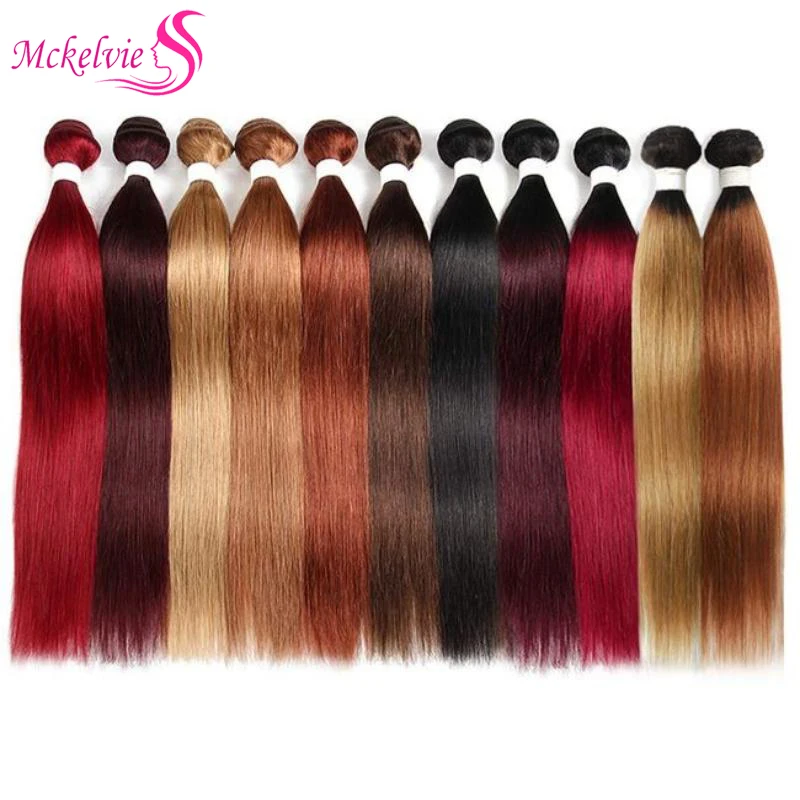 Thick End Colored Two Tone Three Tone Ombre Human Hair Weave Bundles 100% Real Brazilian Virgin Straight Hair Extensions 100g/pc