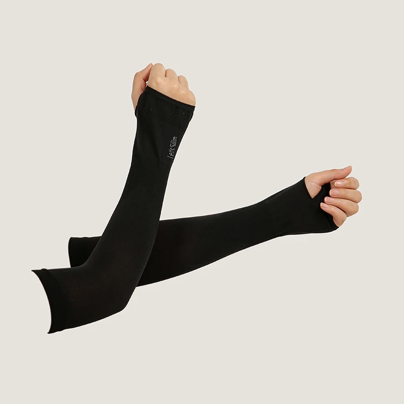 1 paio di maniche per dita estive, ghiacciate, che indossano gomiti ad alta elasticità, primavera, equitazione all'aperto, pesca senza dita, maniche in seta di ghiaccio