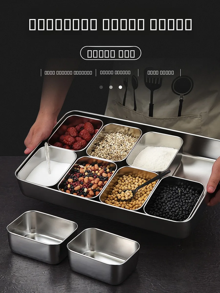 

Коммерческая коробка для приправ из нержавеющей стали 304, кухонный органайзер для хранения, креативный идентификатор, крышка с крышкой для использования на бизнеса