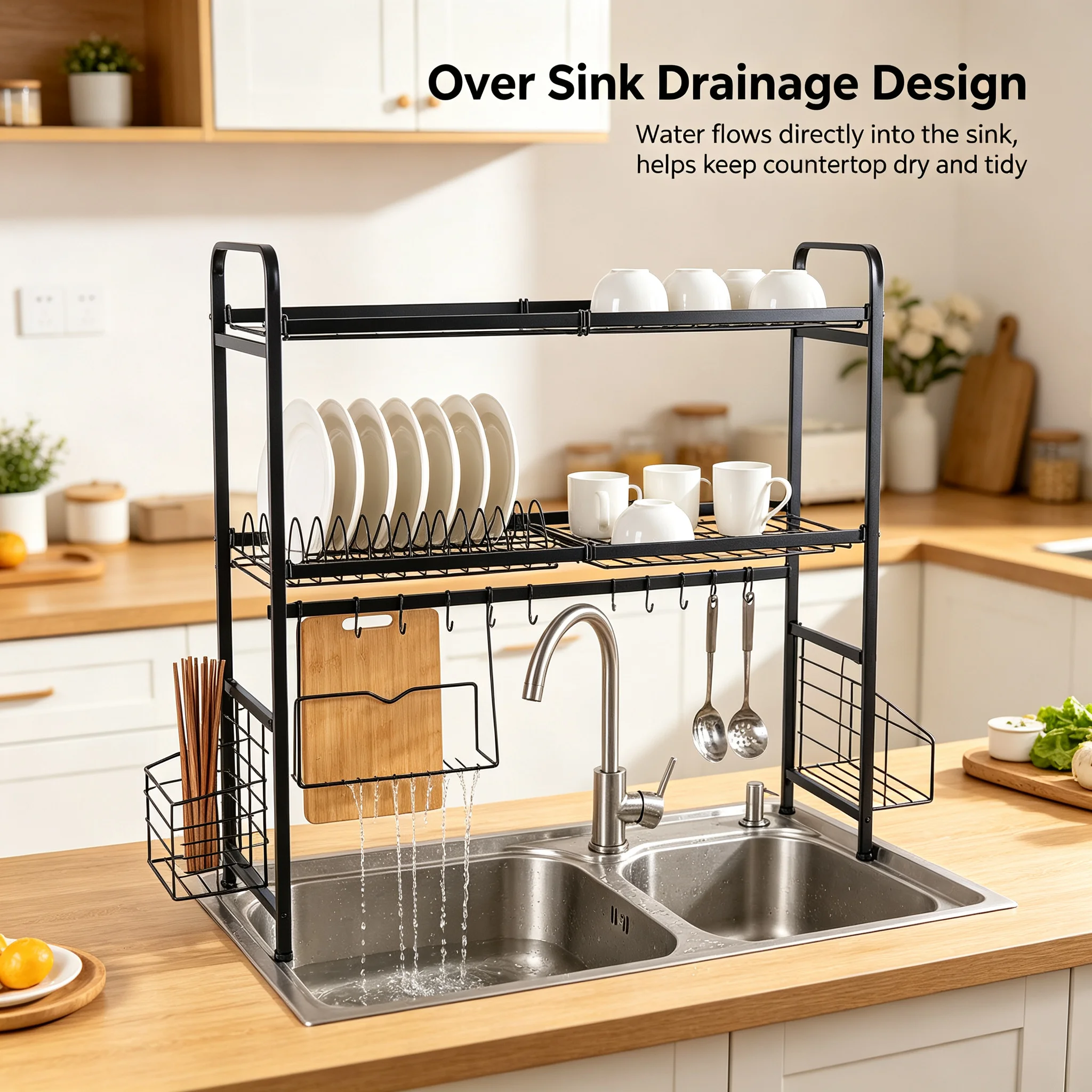 Escurridor de platos de 2 nive - Food Storage Rack reseña y precio