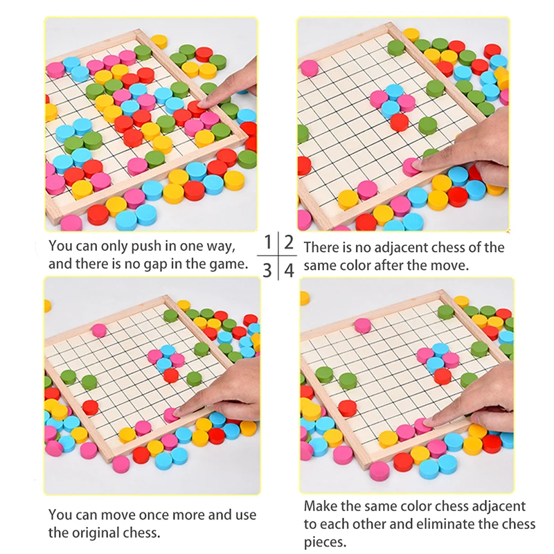 Novo jogo infantil montessori, blocos educativos, jogo de eliminação, pensamento lógico, xadrez, brinquedos de madeira, placa de classificação de cores, brinquedos de quebra-cabeça