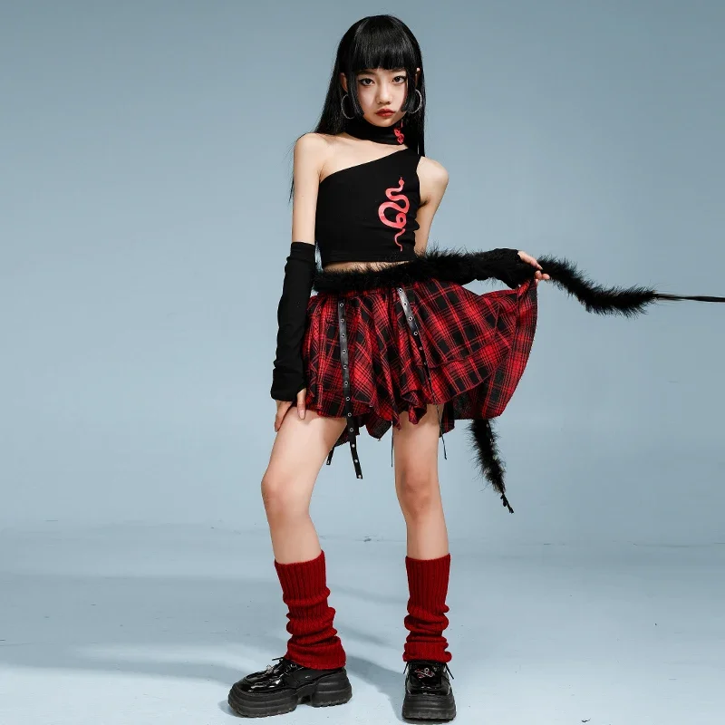 Hip Hop Girls Crop Top Street Dancing Pants Dance Skirts Kids K-pop Streetwear Children Jazz Costumes Girl Group Clothes Set