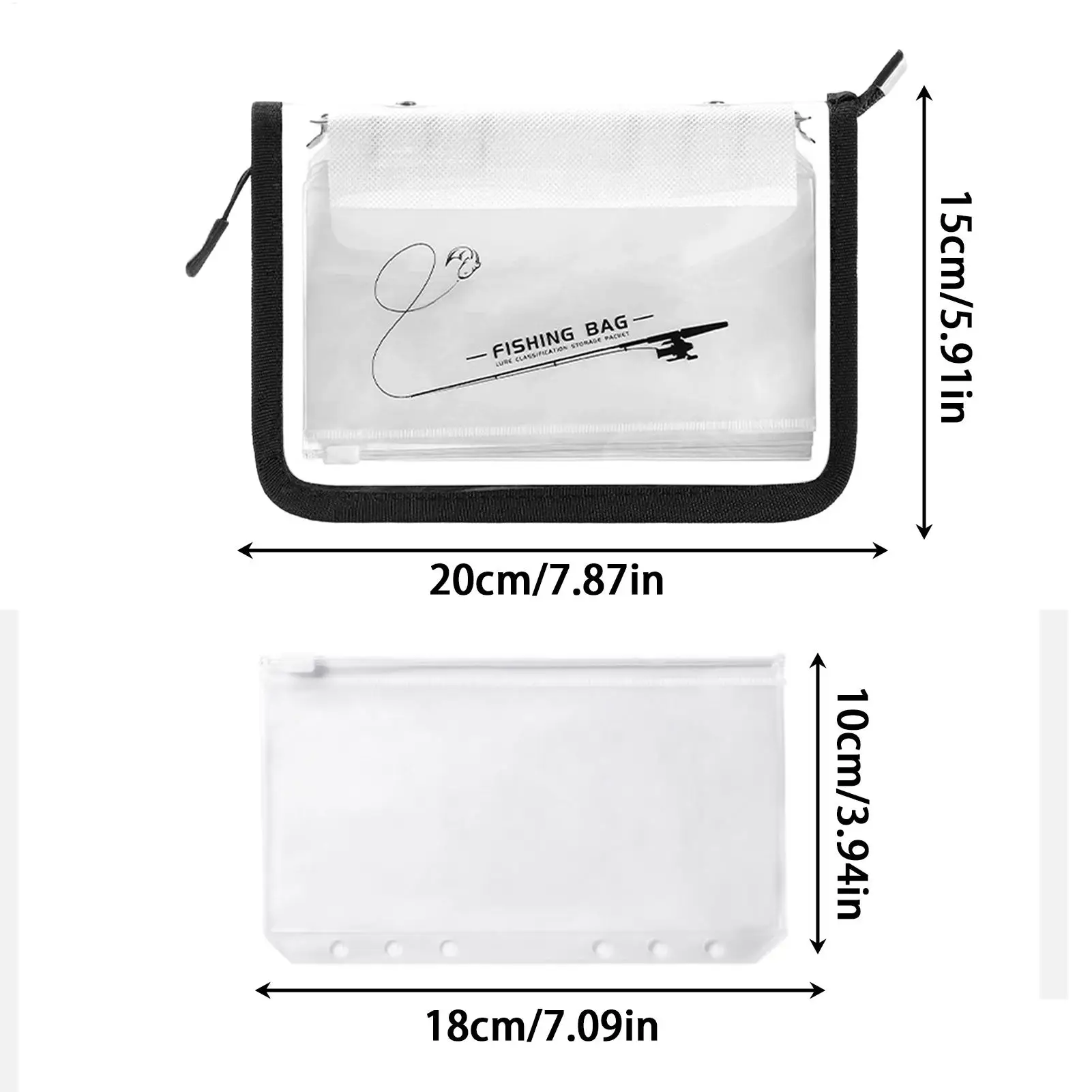 Transparent Bait Bag PVC Inner Bag Partitioned Waterproof Storage Bag Fishing Sorting Accessories 10-Page Clear Lure Storage view 6